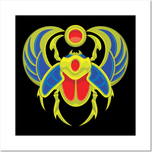 Golden Ancient Egyptian Scarab Beetle Posters and Art